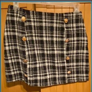 HIGH WAISTED MINI SKIRT Black&White/LARGE